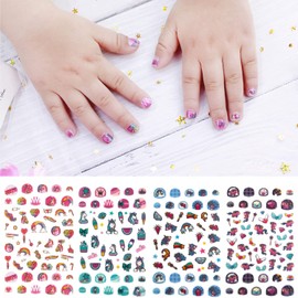 Yarlilyan 6 Sheets Unicorn Rainbow Meteor Wings Clouds Kids Nail Sticker, Colorful Beautiful Nail Art Decals Artist Painting Polish Self Adhesive Nail Decor