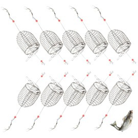 Chum Rig Basket, 10PCS 7.5 Inch Stainless Steel Catfish Bait Holder, Hanging Rustproof Bait Traps for Fishing, Reusable Fish Trap Cage for Crab Lobster Minnow Shrimp Crayfish Fish Trap