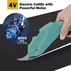 Electric Scissors, Wireless Cutter with 2 Cutting Blades, 4 V Cordless Scissors, Universal Cutter, Cardboard Cutter, Electric for Paper, Cardboard, Carpet, Leather, Felt, Plastic