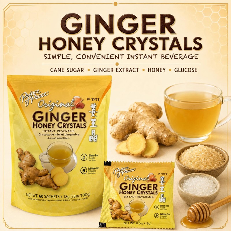 Instant Ginger Honey Crystals Family Value Pack 60 Sachets 18g