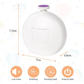 Vicloon Electric Baby Nail File, 6-in-1 Electric Nail File for Newborn Set, Quiet and Safe Baby Nail Cutter, Nail Care for Babies, Gift for Newborn Bear Style, White