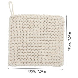 FUNOMOCYA 1pc Handmade Cotton Woven Pot Mat Thick Insulated Square Cup Pad for Table Protection and Noise Reduction Decorative Trivet for Kitchen and Home Use