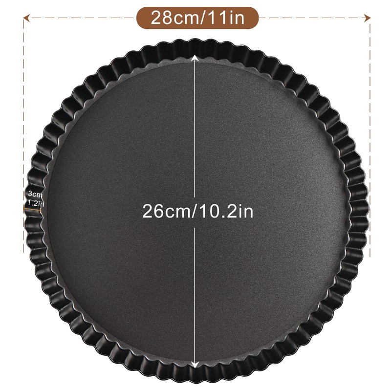 Quiche Pan,Tart Pan,28cm Flan Tins with Loose Base,Fluted Tart Tin,Flan
