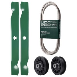 UDC Parts Mower Kit/Belt 140218 + Pulley 532194326 + Pulley 532194327 + 2 Pack Blades 138497 / Fits Jonsered LT2216A2 LT2217A