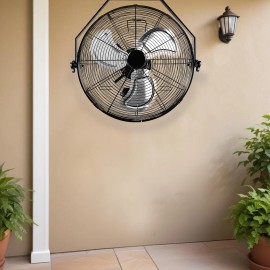 Unbranded 18" Wall Mounted Fan 3-Speed Outdoor/Indoor Fan for Garage Patio Workshop Black