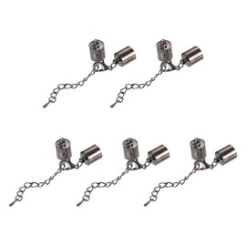 sourcing map 10 Set 10 mm Leather Cord End Caps with Lobster Clasps and Extension Chain for DIY Making Bracelets Metallic Black