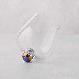 Aura Glass | No Spill Aerating Glass for Wine & Spirits | Made in USA | 14 oz Capacity | Set of 2 (Rainbow Multi Colored Ball). Coasters sold separately, not included.