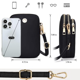 Tohrugue Mini-Umhängetasche, kleine Umhängetasche für Damen, kleine Geldbörse für Telefonhandtasche, Umhängetasche, Damen, Crossbody Tasche, Schwarz