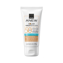 Protector Solar Facial Triple Proteccin, FPS 50, Efecto Mate, Medio 2.0 con cido Hialurnico, 40g  Anew Avon                                           