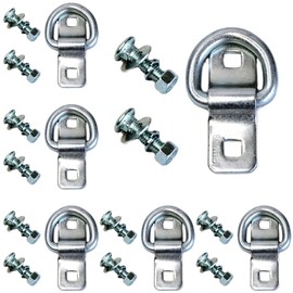 (6 Pack with 1-1/2inch Hardware) Heavy Duty 3/8" 5,000lbs Anchor Point Surface Mount Bolt On D Ring Tie Down
