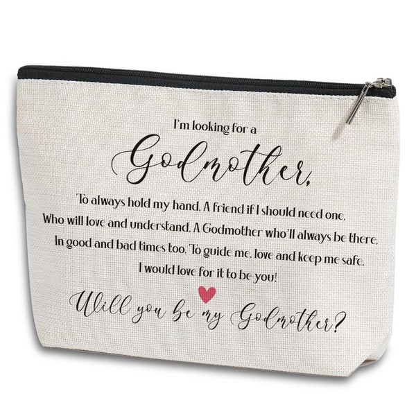 Godmother Proposal Gifts Will You be My Godmother to be Gift Godmother Makeup Bag Mothers Day Gifts from Godchild New Godmother Announcement Gift Cosmetic Bag for Best Friends Sister Bestie BFF