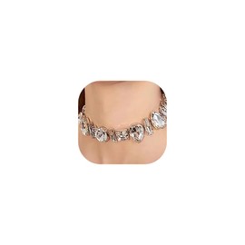 Wekicici Irregular Crystal Choker Necklace Rhinestone Chokers Adjustable Necklaces Chain Fashion Accessories for Women Girls
