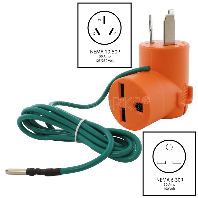 AC WORKS NEMA 6-30 Commercial Heater Adapter (50A Old Range/