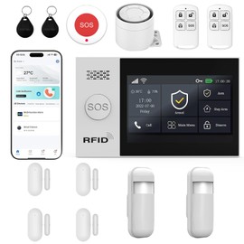 WiFi Wireless Alarm System for Home Security - 24/7 Protection Smart Home Devices 4.3" Touch Screen, GSM/4G+WiFi, App Instant Alerts, No Monthly Fee, Alexa Compatible for Villa, Kids Safety (13pcs)