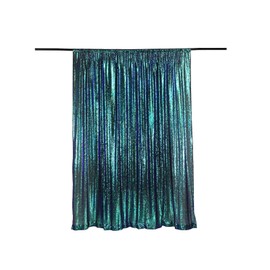 LQIAO Fluorescence Green Sequin Backdrop Curtain 4x10ft Sparkly Sequin Fabric Photo Booth Curtain Wedding Birthday Party Decoration