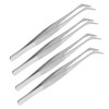 Tofficu 4pcs Precision Tweezers Industrial Static Stainless Steel Tweezers for