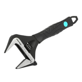DURATECH 10-Inch Adjustable Wrench, Wide Jaw Opening Black Oxide Finish Plumbing Wrench, CR-V Steel, SAE and Metric Scale Marked, Ergonomic Grip