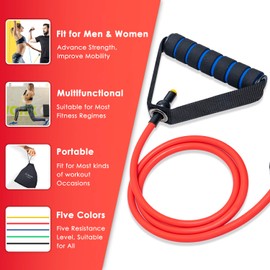 Cikyner Resistance Bands, Resistance Tubes Resistance Bands with Handles Exercise Bands, Ideal for Home Gym Physical Therapy Strength Training Muscle Toning, Door Anchor & Bag included (single tube)