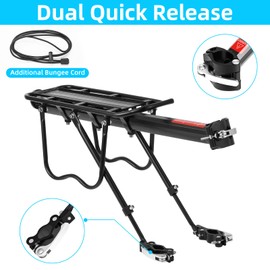 Rear Bike Rack, Adjustable Bike Cargo Rack with Quick Release, Heavy Duty Luggage Rack for Mountain & Road Bikes, Universal Bicycle Rear Rack, Large Capacity Pannier Rack-Quick Release Wrench