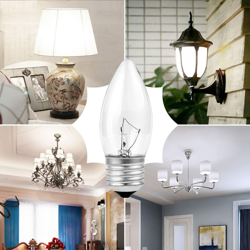 60W Incandescent Torpedo Tip Chandelier - Crystal Clear, Torpedo TipIncandescent