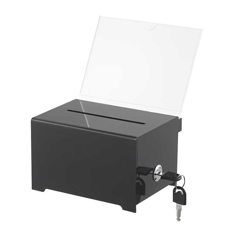 XPJBKC Lockable Acrylic Donation Box with Key, 16 x 12