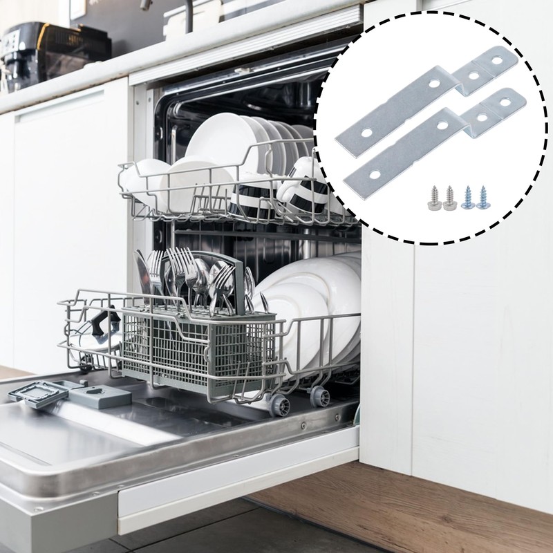 RDEXP 2Pieces Silver Dishwasher Side Mount Bracket Kit w/Screws Replacement