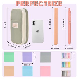 27 Pcs Aesthetic School Supplies Include 12 Pcs Aesthetic Highlighters Bible 1 Ppcs Big apacity Pen Case Bag 5 Pcs Retractable Quick Dry Gel Ink Pens 9 Pads Clear Sticky Tabs for School Office Home