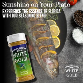 White Gold Floridian Seafood Seasoning - Fish seasoning with Pink Himalayan Sea Salt - Perfect Gourmet Spice blend, Natural Ingredients, Gluten-Free, Vegan, Keto Friendly - Elevates Any Dish for Culinary Excellence