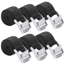 Pack of 6 short lashing straps, 1 m x 2.5 cm, black with clamping lock, adjustable with ratchet, fastening straps for bicycle carrier, motorcycle, car, rear carrier, luggage, load capacity up to 500