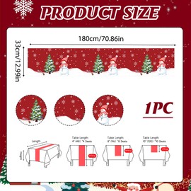 Christmas Table Runner 183 x 33 CM Red Linen Festive Table Runner for Xmas Table Centrepiece Kitchen Dining Table Decoration for Home Indoor/Outdoor Holiday Party Decor (Snowman Christmas Tree)