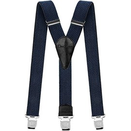 Decalen Mens Braces with Very Strong Metal Clips Wide 4 cm 1.5 inch Heavy Duty Suspenders One Size Fits All Men and Women Adjustable and Elastic Y Style (Blue)