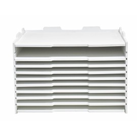 YFS 9 Tier-Desk File Organizer, Stackable Paper Tray, Printer Paper Storage for Office, Sorter Organizer for Letter/A3 Office File Folder Holder -White (Horizontal-9tray(with 8 Adjustable Shelves))