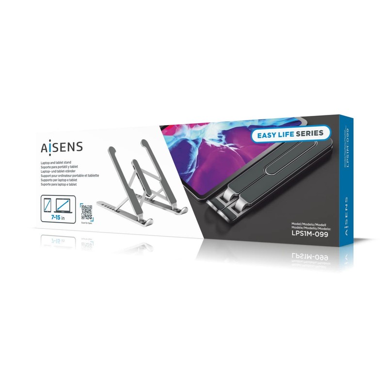 AISENS LPS1M-099 Adjustable Desktop Stand for Laptop/Tablet - Silver