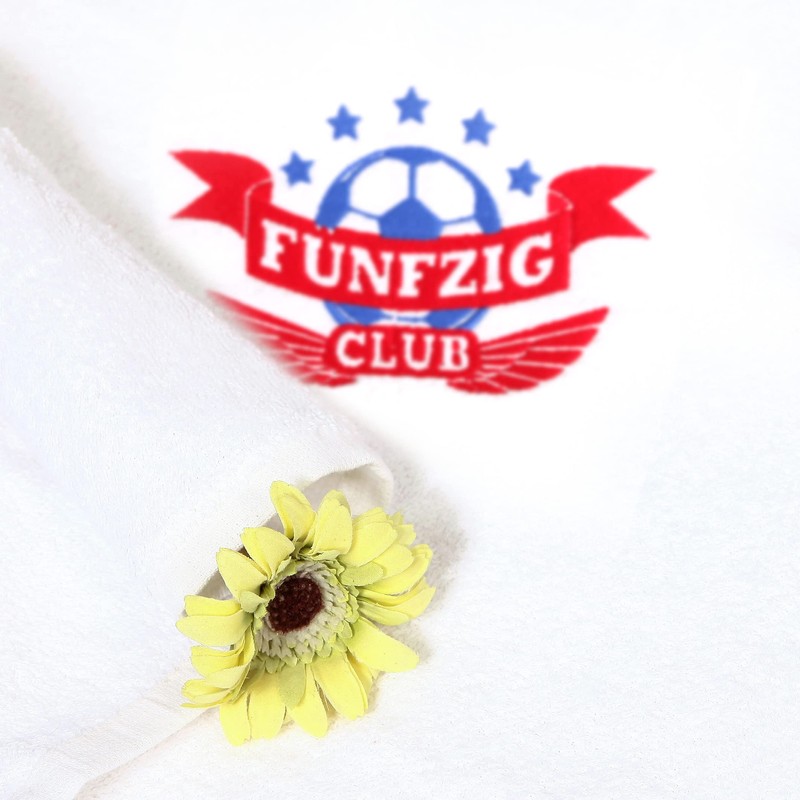 Abc Casa 50th Birthday Gift Towel with Embroidered Football Logo