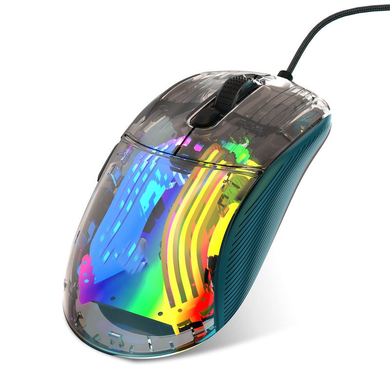 Wired Mouse Transparent Shell RGB Backlit Adjustable DPI Programmable Keys