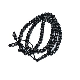 Tasbih Prayer Beads Allah & Muhammad Engraved Islamic Prayer Rosary Beads Muslim Islam Misbaha Tasbeeh Sibha 99 Prayer Beads Necklace(Black)