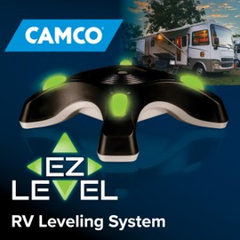 Camco Camper EZ Level - RV Leveling System - Features Illuminated Indicator Lights & Automatic Shut-Off Function when Not In-Use - Includes Pre-Installed On/Off Switch (25505)