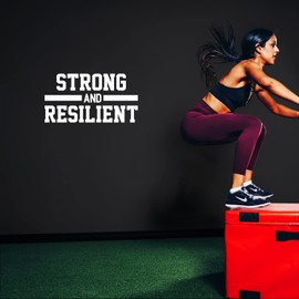 Vinyl Wall Art Decal - Strong and Resilient - 13" x 25" - Trendy Motivational Positive Healthy Lifestyle Quote Sticker for Home Office Work Crossfit Center Gym Fitness Decor (White)
