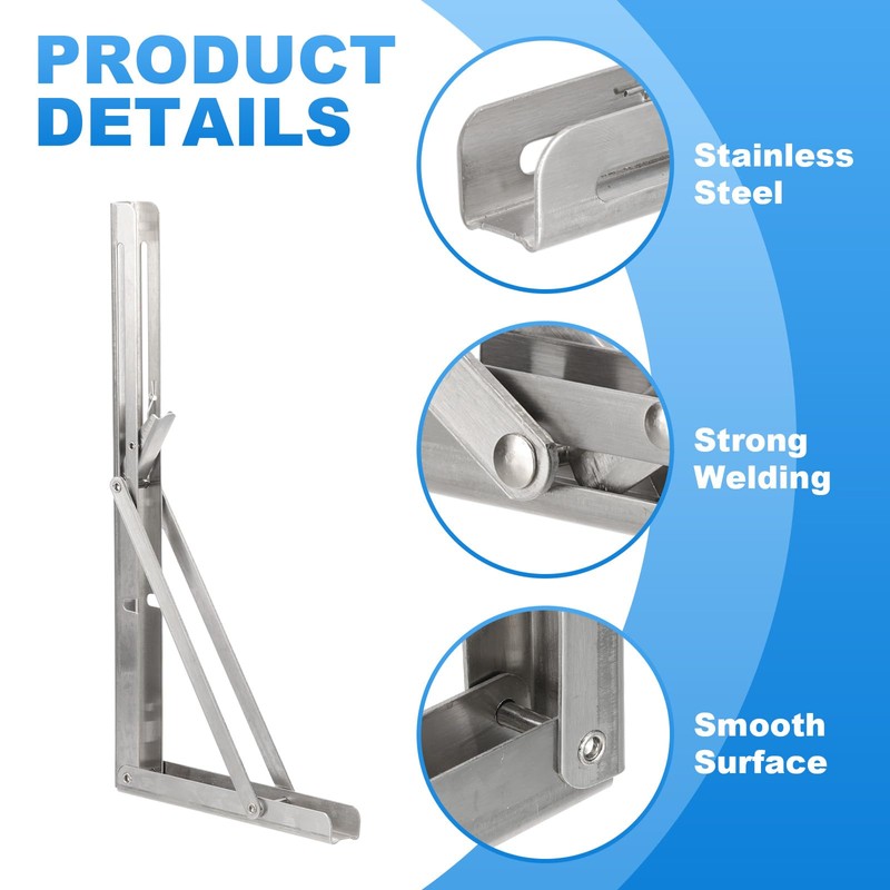 PATIKIL Folding Wall Shelf Brackets 13", 2 Pack Heavy Duty