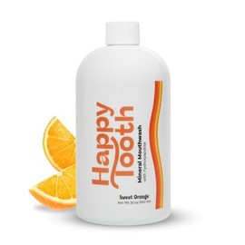 Happy Tooth Hydroxyapatite Mouthwash, Remineralizing for Strong Teeth, Fresh Breath & Healthy Oral Microbiome, Fluoride Free, Dentist Formulated, Sweet Orange, 20 Fl Oz