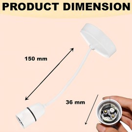 Ahad Trader Ceiling Rose Pendant Bulb Holder Plastic Pendant Size 6” (150mm) with Energy-efficient (Enargy A++) Ideal for Kitchen, Living, Bedroom, and Dining Room Lighting