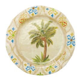 UPware 12-Piece Melamine Dinnerware Set, Includes Dinner Plates, Salad Plates, Bowls, Service for 4. (Ikat Palm)