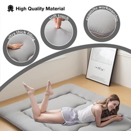 INFINICE Japanese Floor Mattress Futon Mattress, Foldable Roll Up Mattress with Portable Storage Bag, Tatami Mat Sleeping Pad Suitable for Camping, Guest Room, Gray, Full XL