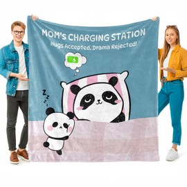OINA Fluffy Warm 470 GSM Arctic Velvet Blanket – Cozy for Mom from Daughter or Son, Soft & Plush Throw for Relaxation and Comfort (Throw (50x60”), Mom's Charging Station)