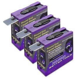 Better Tools 3G Extreme Round End Carpet Blade - 3 Packs - 100 blades/Pack - Professional 0.01” Thick Steel Replacement Blades with Safety Dispenser for Carpet Knives