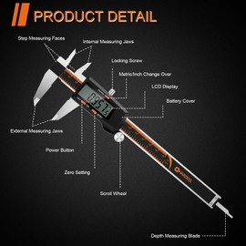 HARDELL Digital Caliper 150 mm with Large LCD Screen, Measuring Tool with Automatic Shut-Off Function, mm/Inch Conversion, Calliper Digital Stainless Steel for Jewelers, Woodworkers, DIY