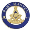 Past Master Round Masonic Auto Emblem - [Gold & Blue][3''