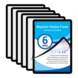 Towjug Magnetic Sign Holder, Black 8.5 x 11 Magnetic Wall File Holder for Certificate Poster Flyer Picture, with Traceless Adhesive Backing, Stick Magnetic Document Holder on Wall Glass, 6 Pack