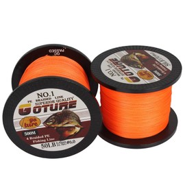 Goture Super Strength Braided Fishing Line - Abrasion Resistant - No Stretch & Low Memory - Thin Diameter - Braided Line, Orange, 4Strand-547Yds-45LB-0.35mm