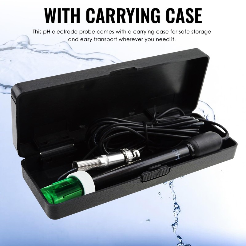pH Electrode Probe with BNC Connector, 300cm Cable, 0-14 pH